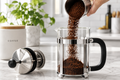 Kaffeepulver in Espressopresse