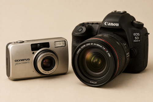 Point-and-Shoot und Spiegelreflex Kameras